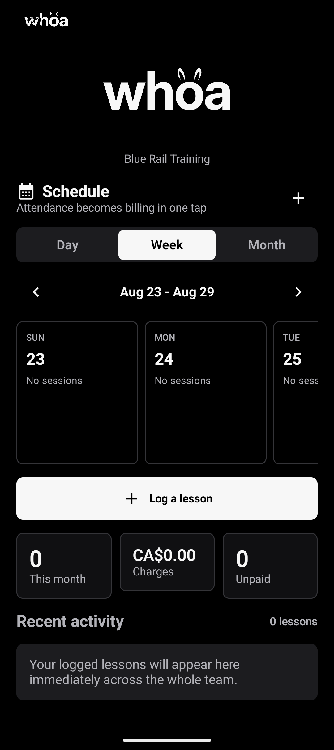 Whoa weekly schedule and business workflow